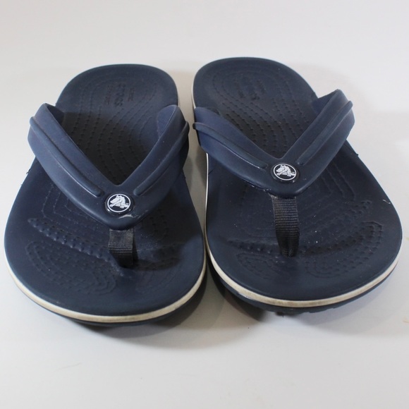 CROCS Boys Girls Juniors Navy Blue Flip Flop Slip On Slide Flop Sandals Size 2 - Picture 3 of 9